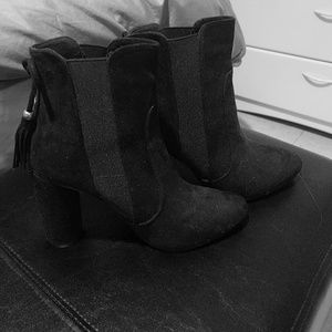 Black suede booties